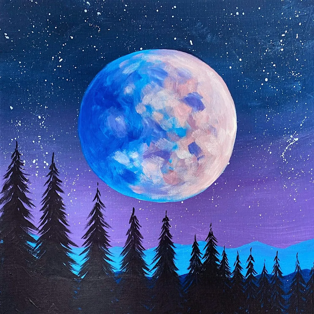 Sip & Paint at Palomo Lounge, Bradley Stoke, Bristol - "Blue Moon"