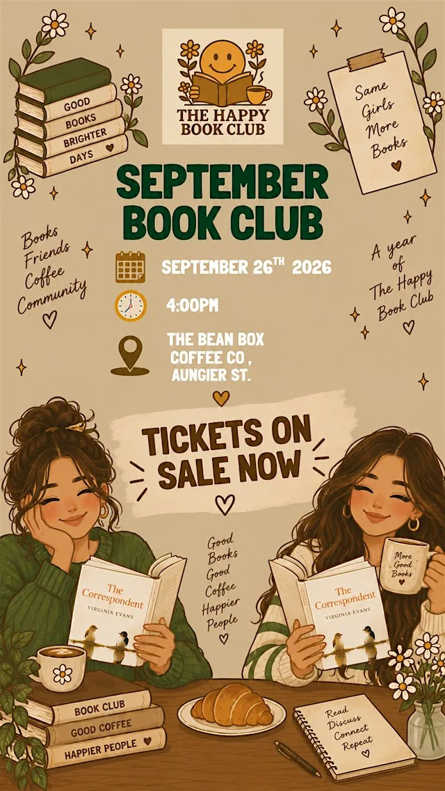 September Book Club , One Year of the Happy Book Club at The Bean Box Coffee Shop
