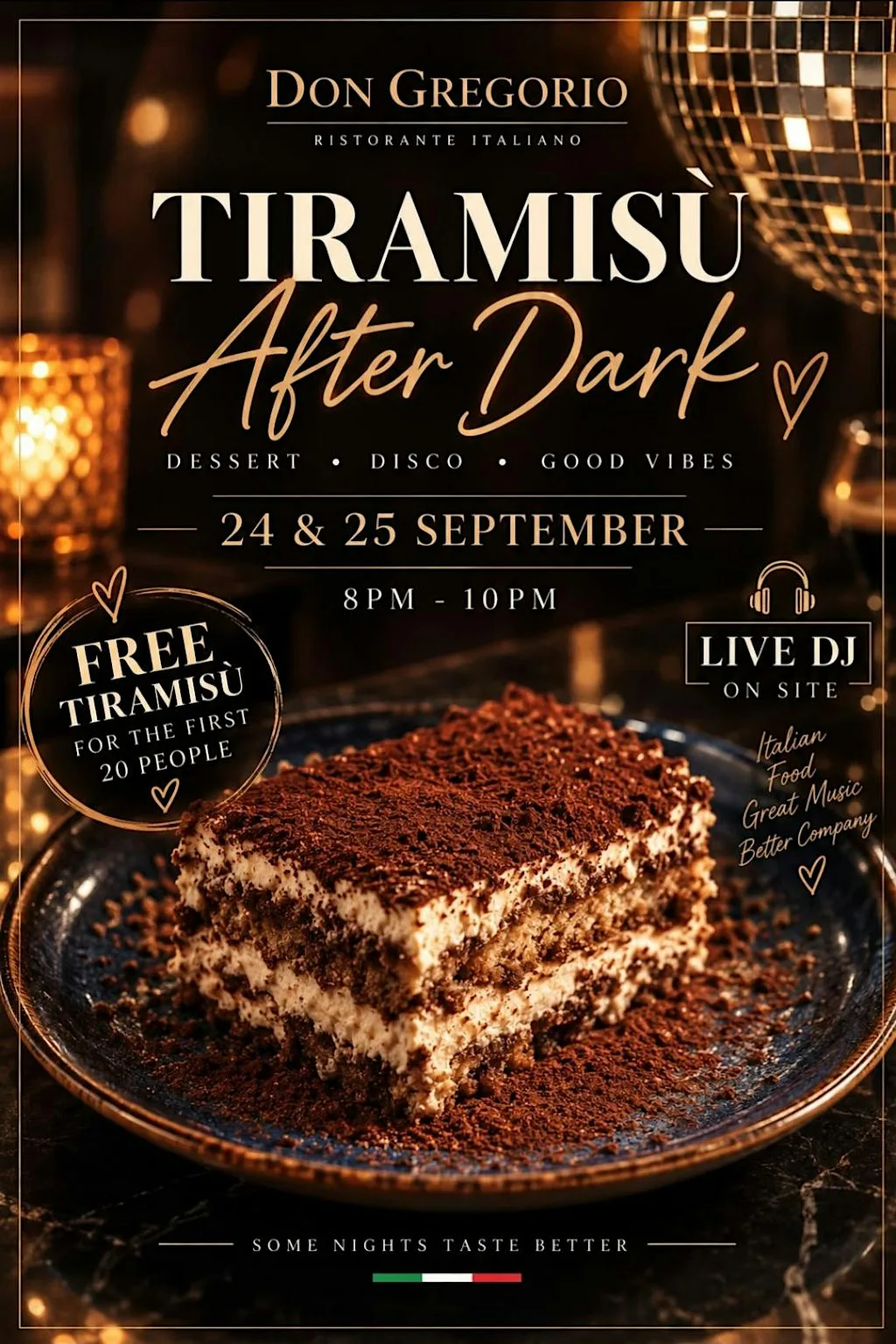 Tiramasu after Dark at Don Gregorio