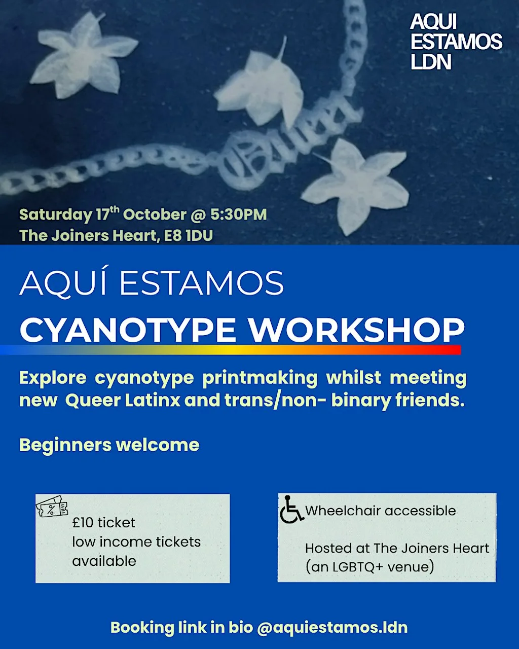 AQUÍ ESTAMOS: CYANOTYPE WORKSHOP