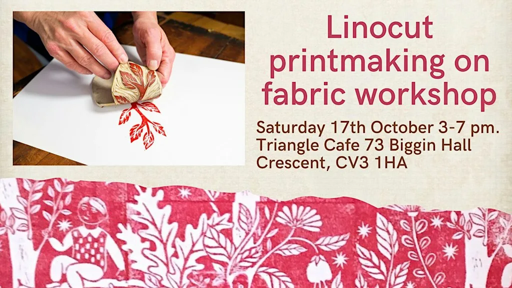 Linocut Printing on fabric workshop