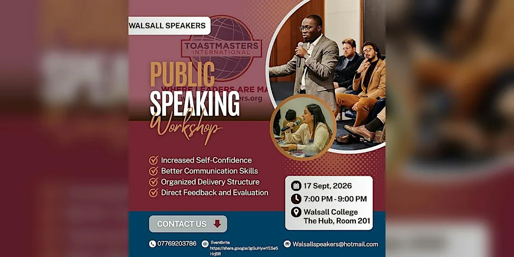 Public Speaking Foundations Workshop in Walsall at Walsall College