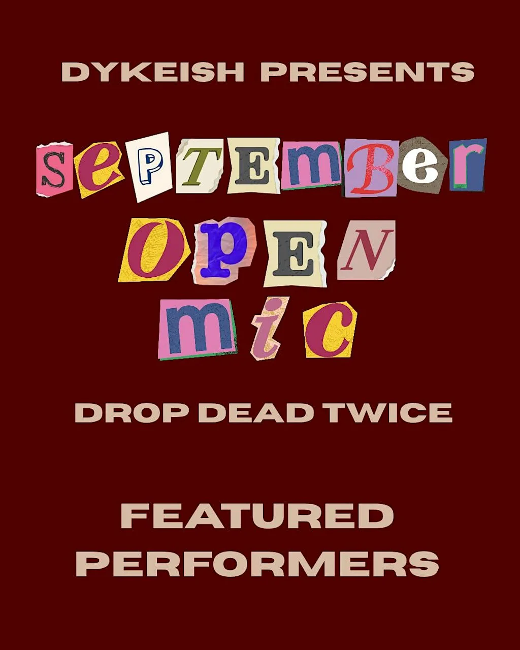 DYKEish September Open Mic at Drop Dead Twice
