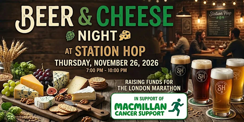 Cheese & Beer Night at Station Hop to raise money for Macmillan at Station Hop