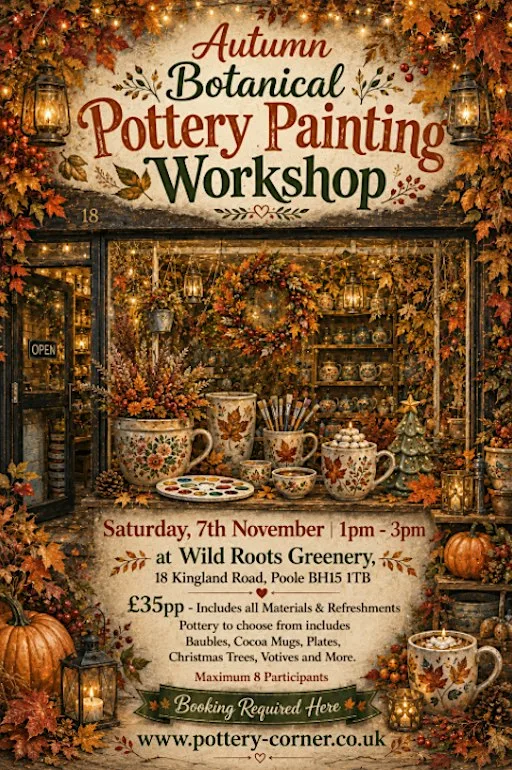 Autumnal Pottery Painting Workshop - Wild Roots Poole at Wild Roots Greenery