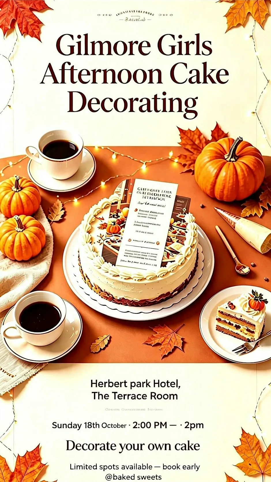 Gilmore girls fall cake decorating at Herbert Park Hotel and Park Residence