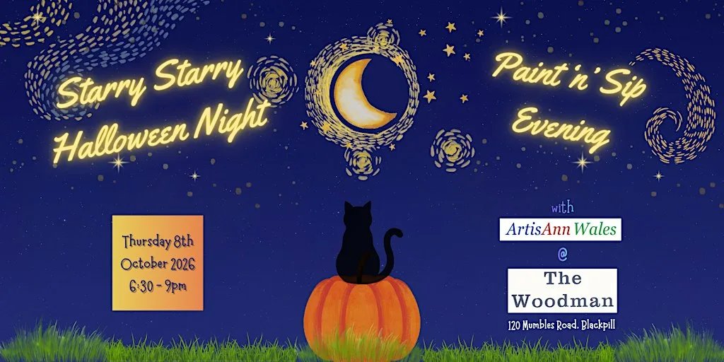 Starry Starry Halloween Night Paint and Sip Evening at The Woodman