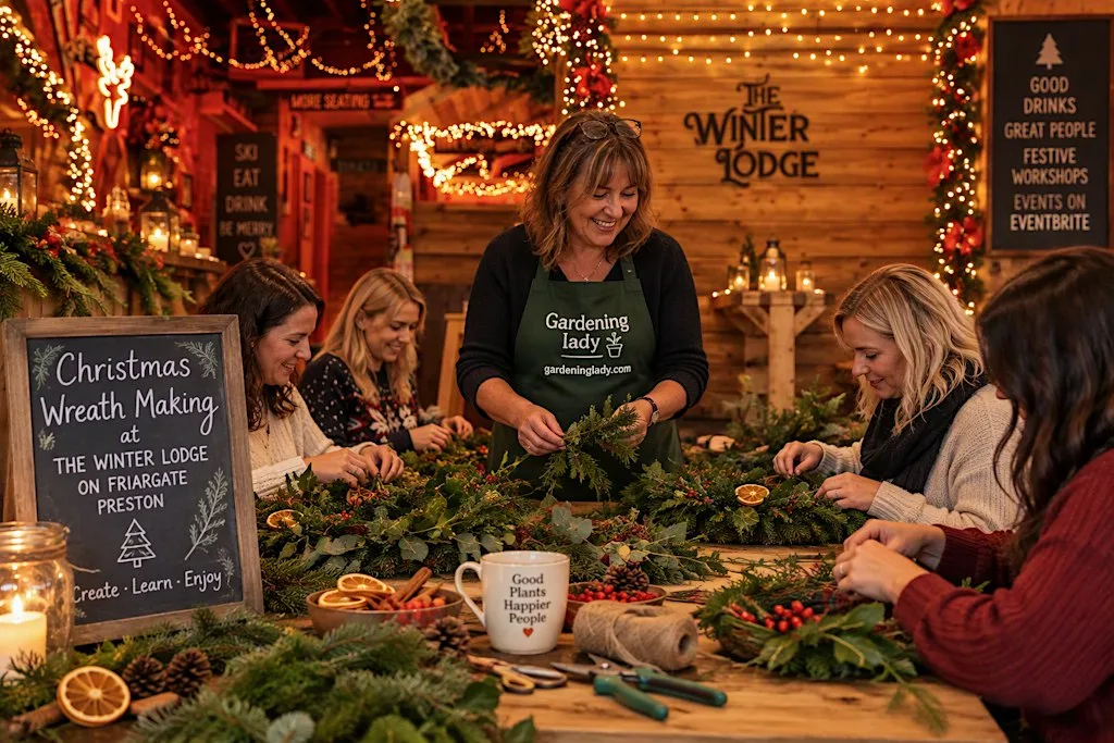 The Winter Lodge Christmas Wreath Making Workshop with The Gardening Lady 1