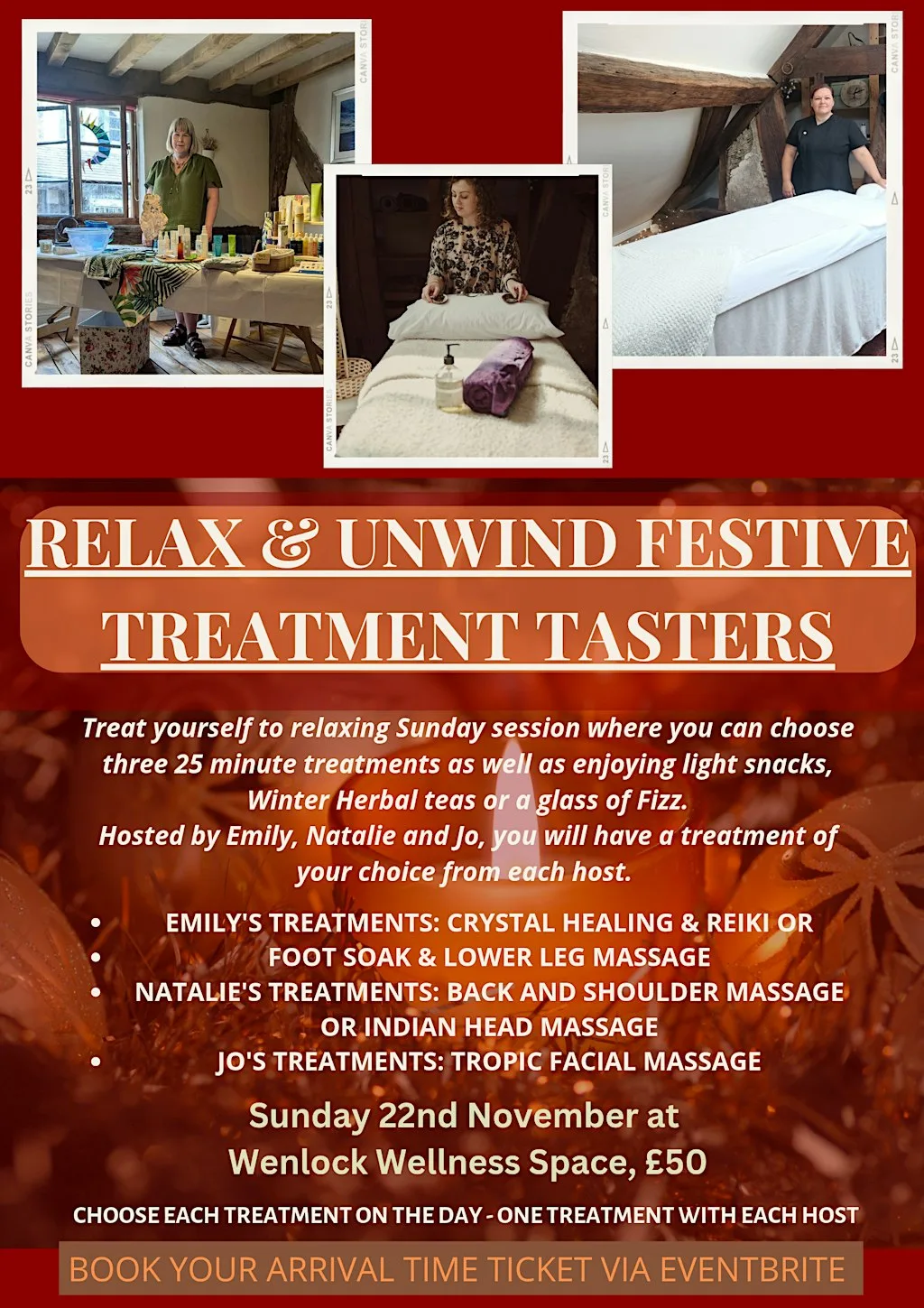 Relax & Unwind Festive Triple Treatment Tasters at Wenlock Wellness Space - 12 High Street