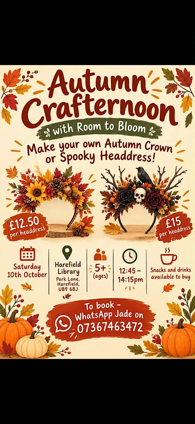 Autumn Crafternoon: Make your own autumn crown or spooky headdress at Harefield Library