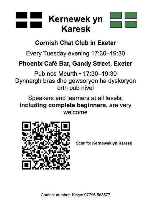 Cornish Language Chat in Exeter Kernewek yn Karesk at Exeter Phoenix