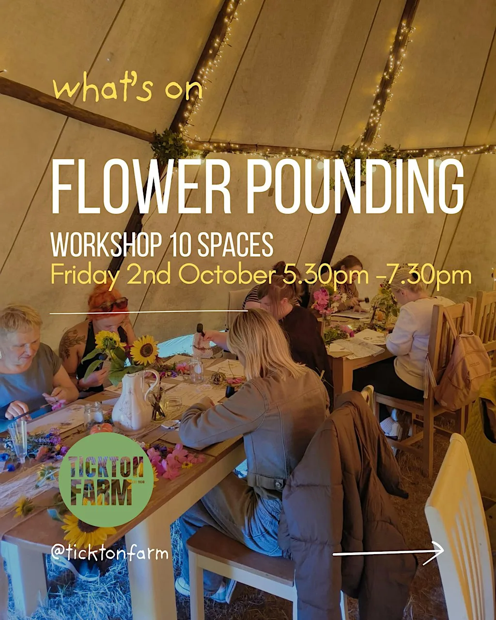 Flower Pounding Workshop Friday 2nd October at Tickton Farm
