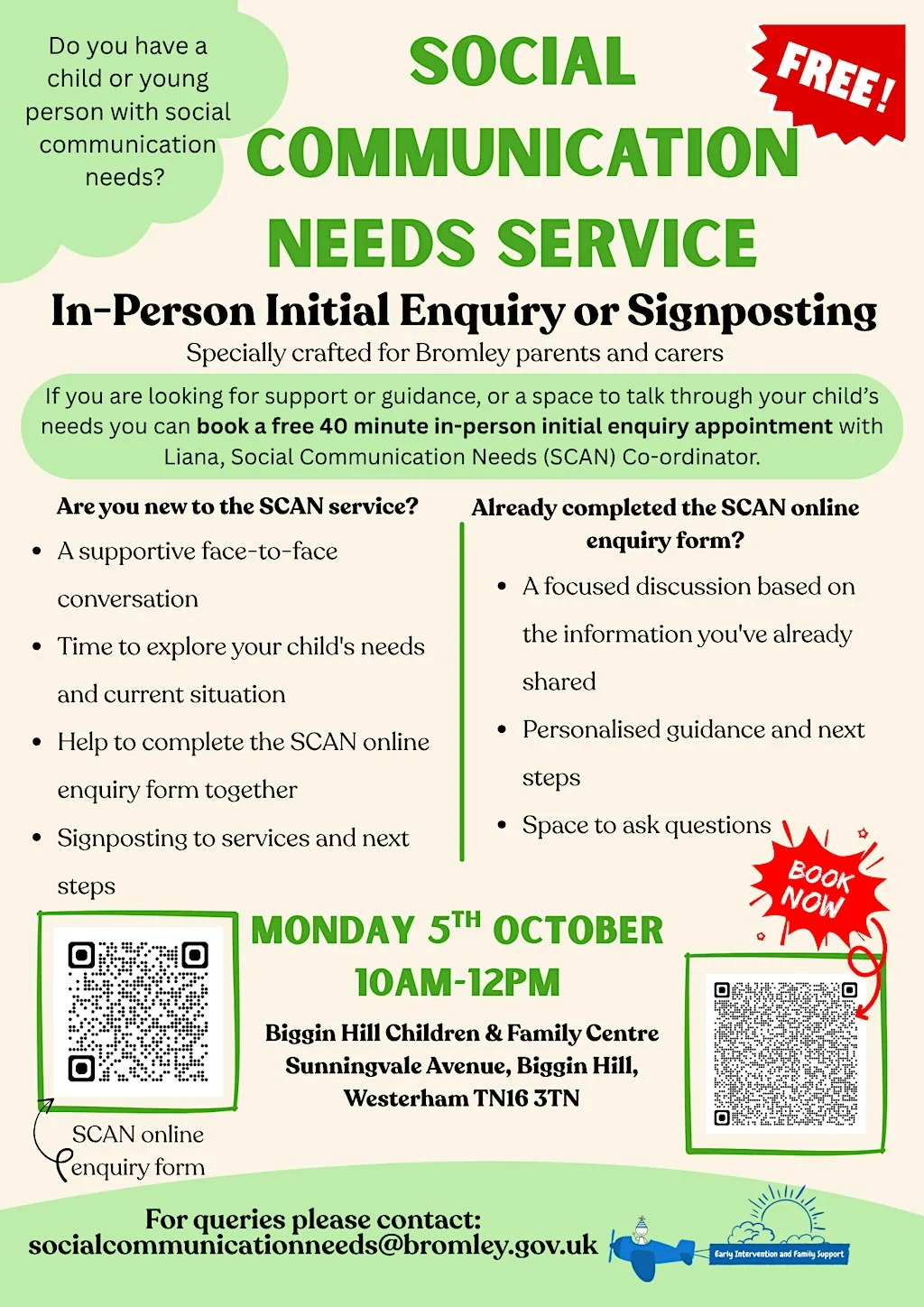 Social Communication Needs - In-Person Initial Enquiry or Signposting