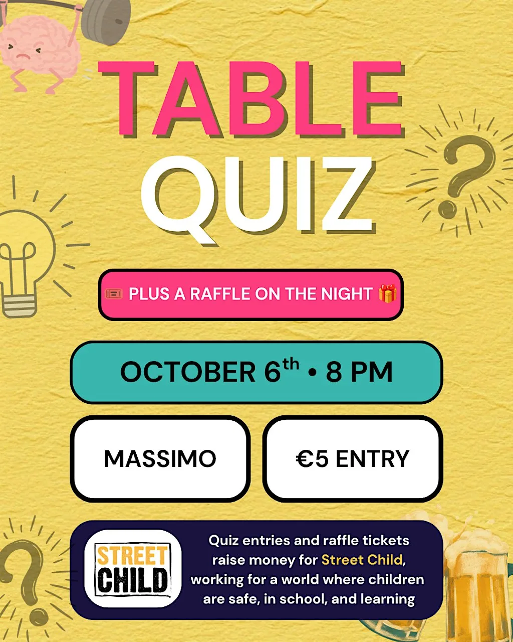 Pub Quiz - Fundraising for Street Child at Massimo Bar Galway