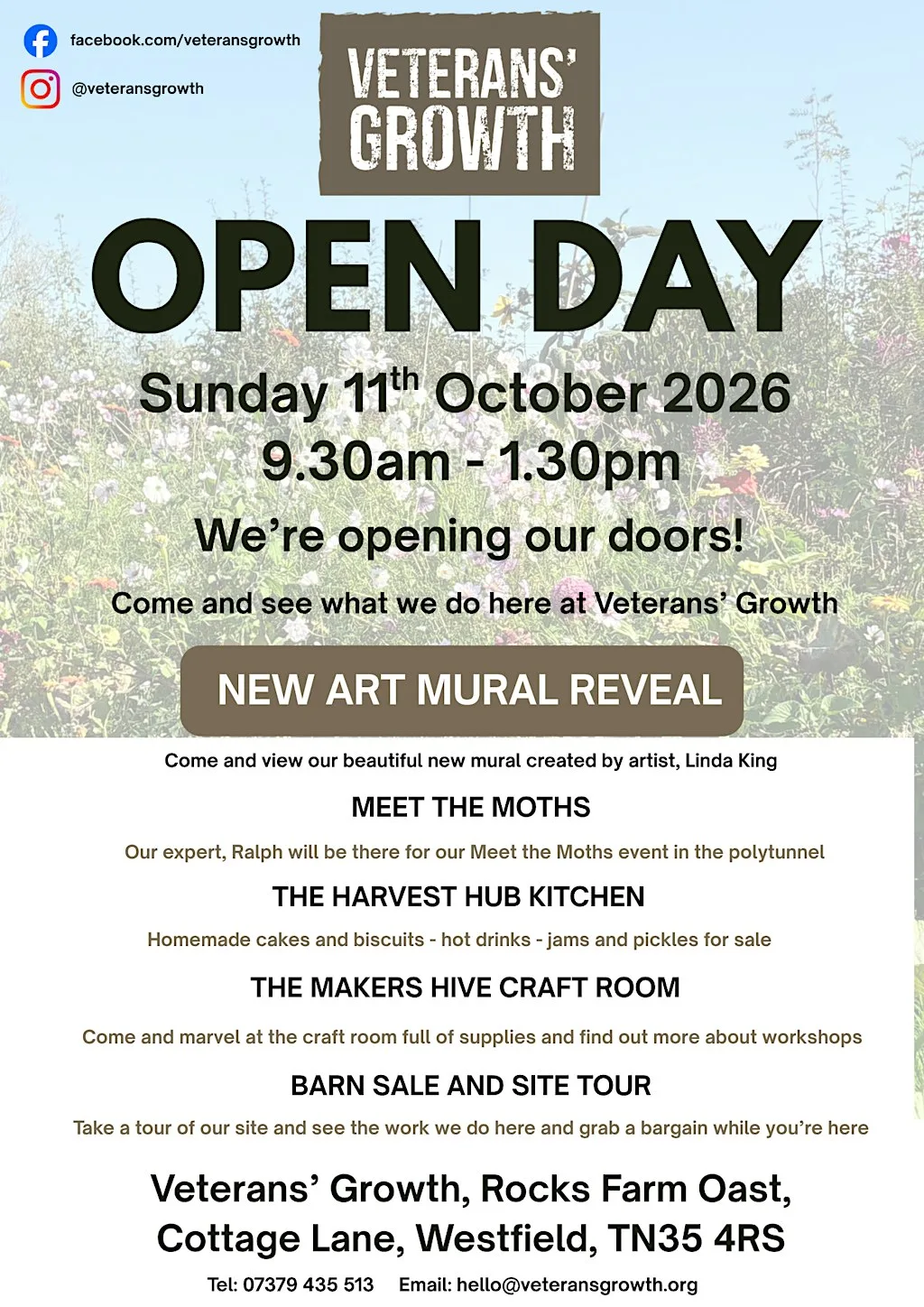 OPEN DAY! Come and see what we do - all welcome at Veterans' Growth, Cottage Lane, Westfield, Hastings