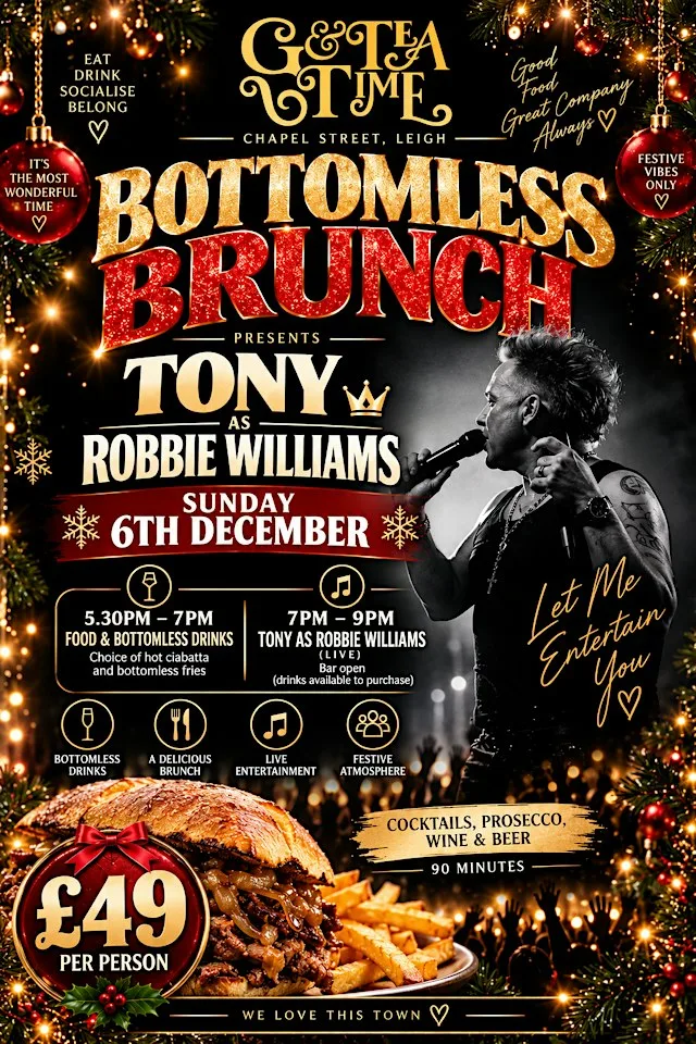 Bottomless Brunch with Tony as Robbie Williams at G&TeaTime