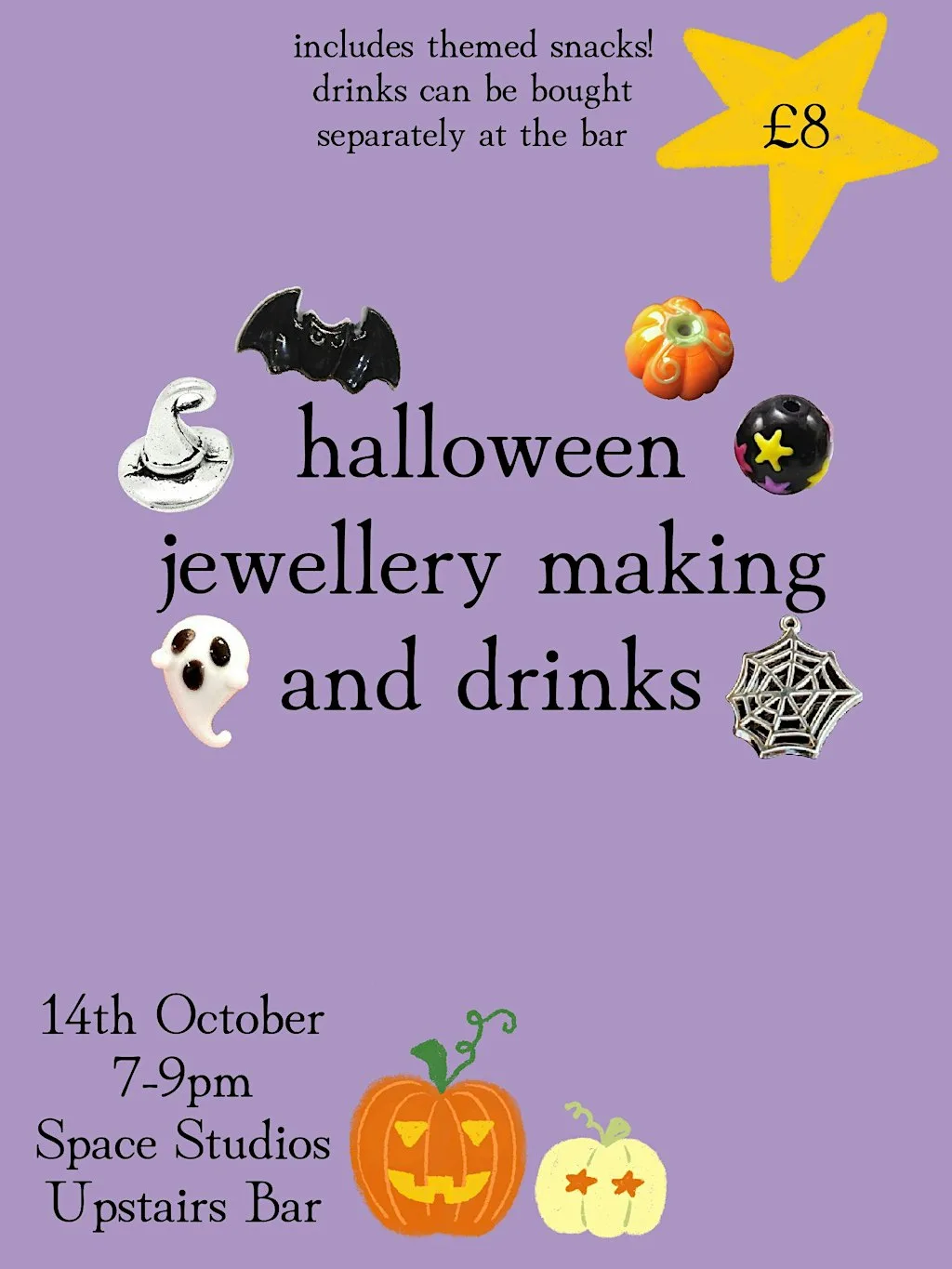 Halloween Jewellery Making and Drinks at Space studios