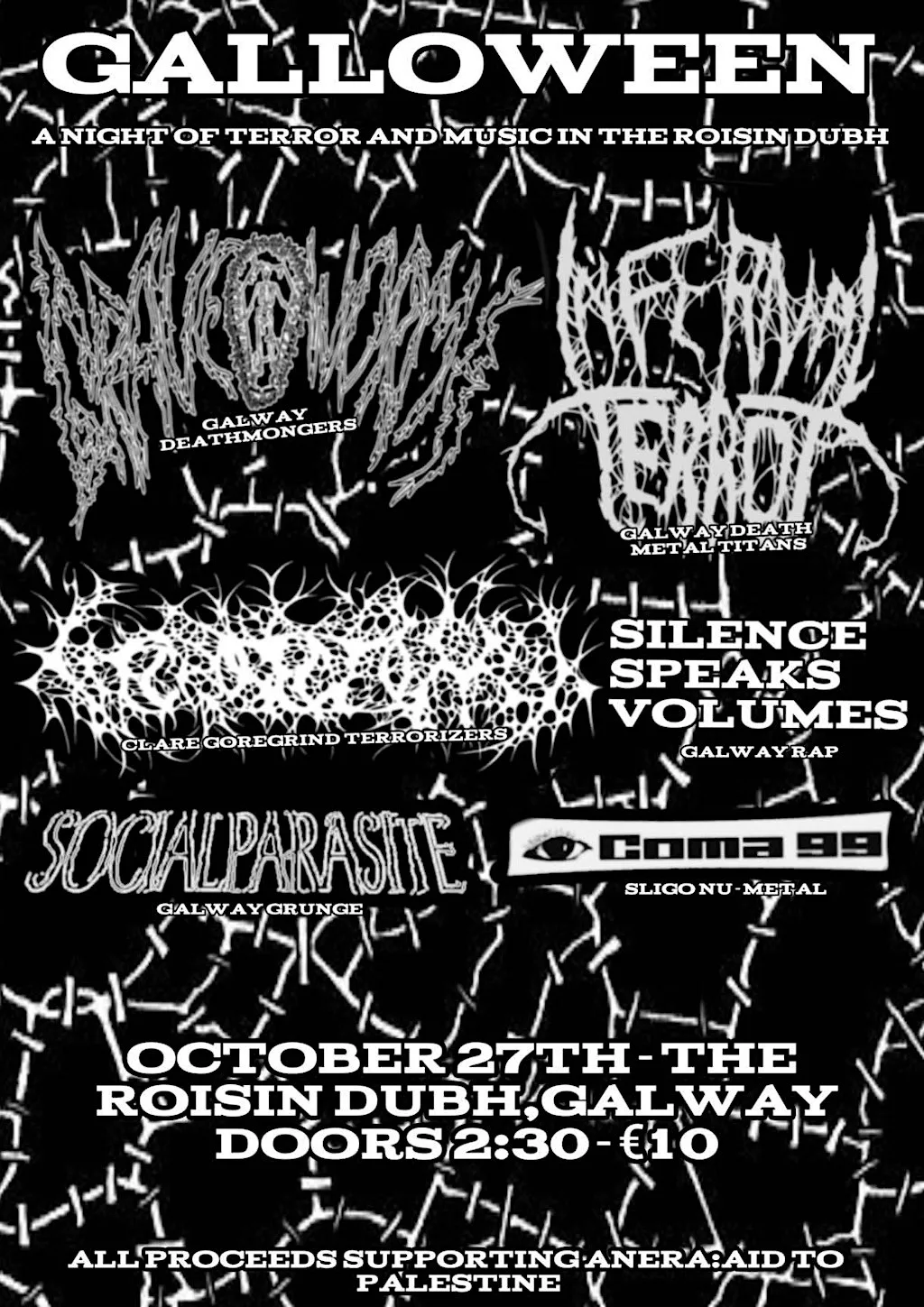 GALLOWEEN: A Night of Terror and Music for Palestine at Róisín Dubh