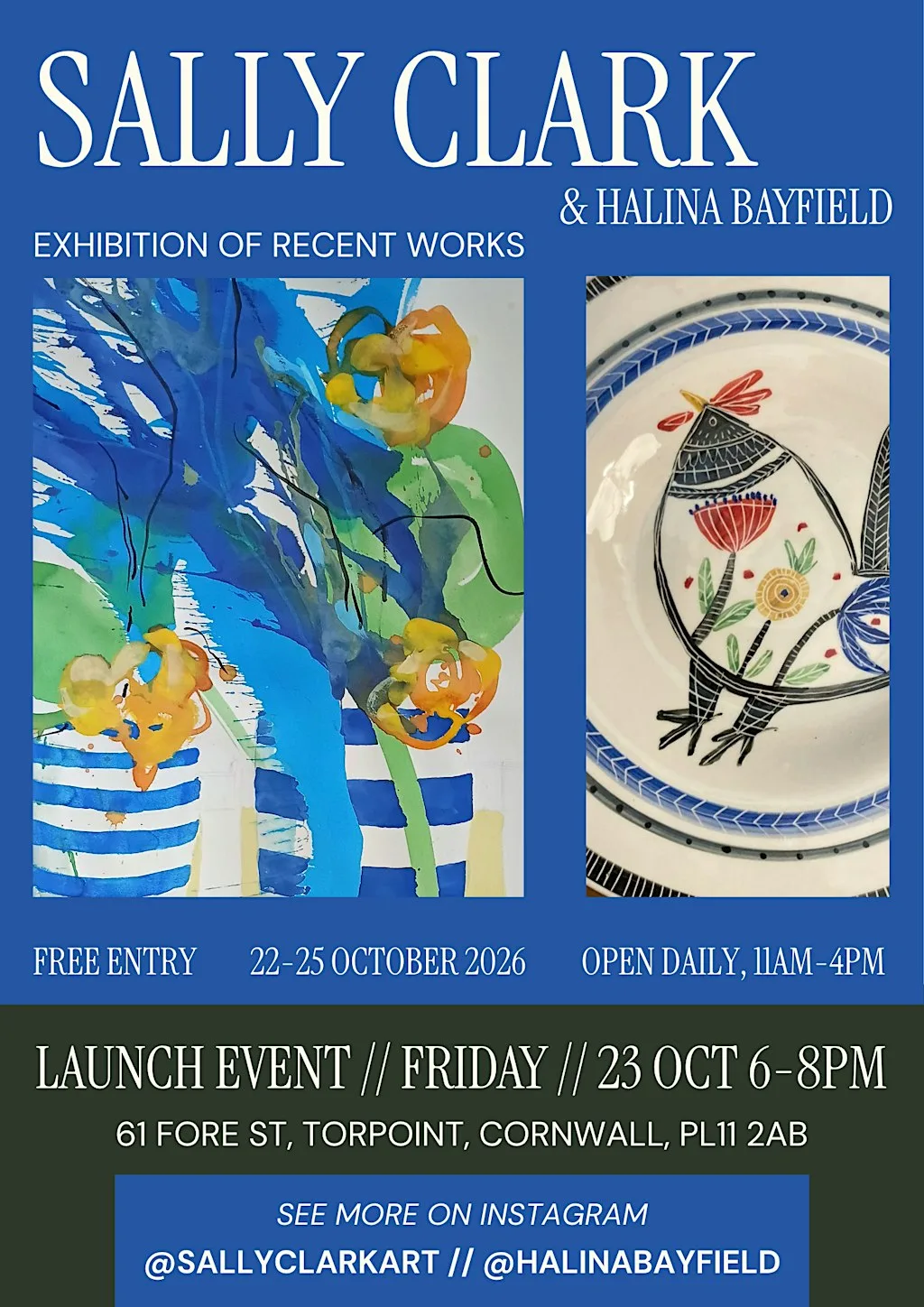 Sally Clark & Halina Bayfield: Exhibition of Recent Works at 61 Fore St