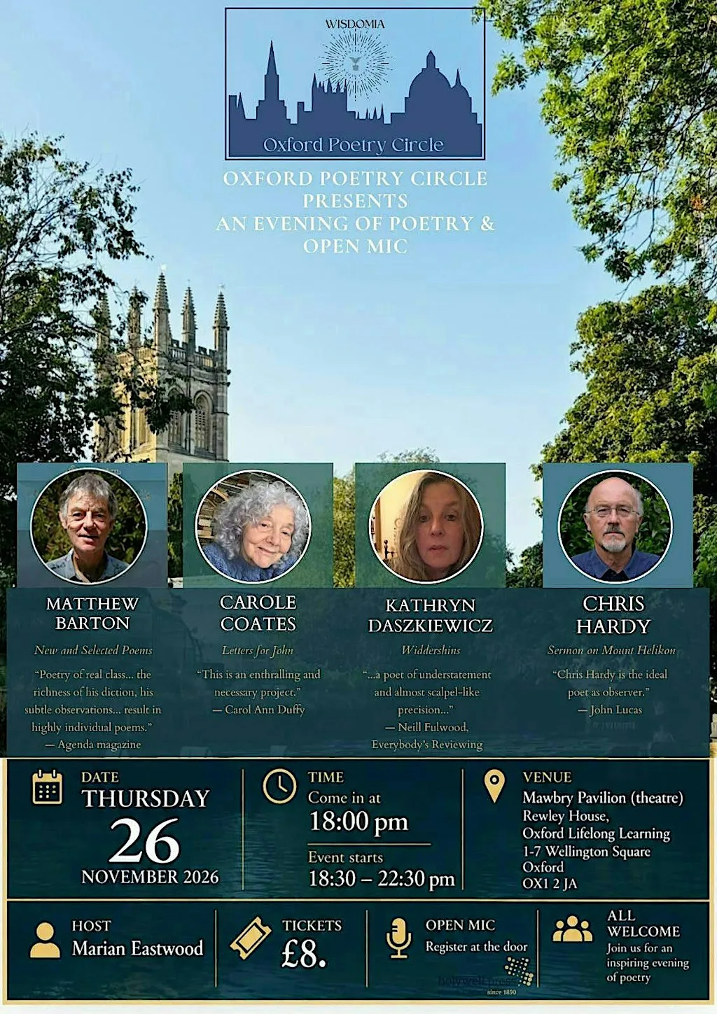 Oxford Poetry Circle Presents: An evening of Poetry and Open Mic