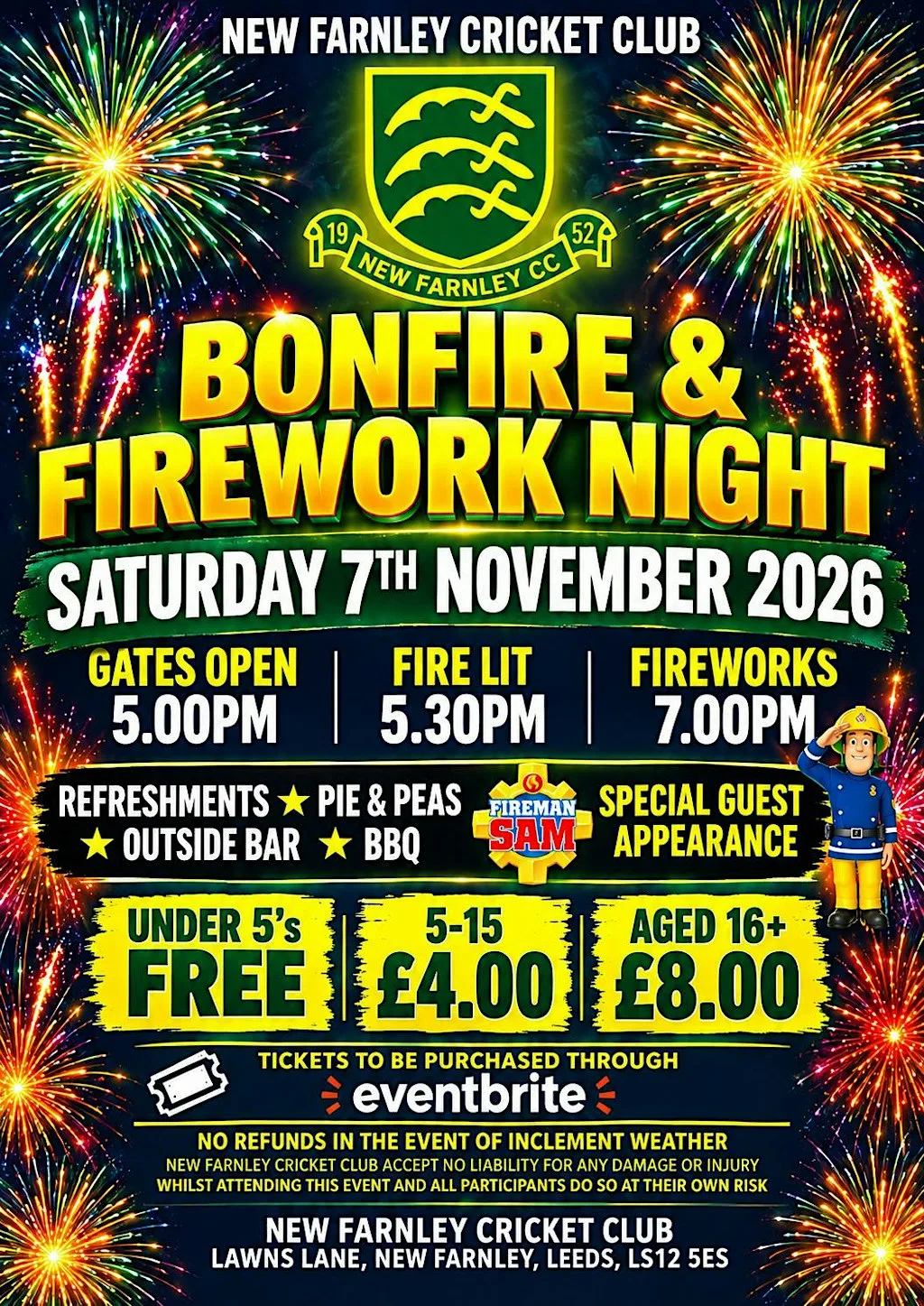 New Farnley Cricket Club Bonfire Night at New Farnley Cricket Club