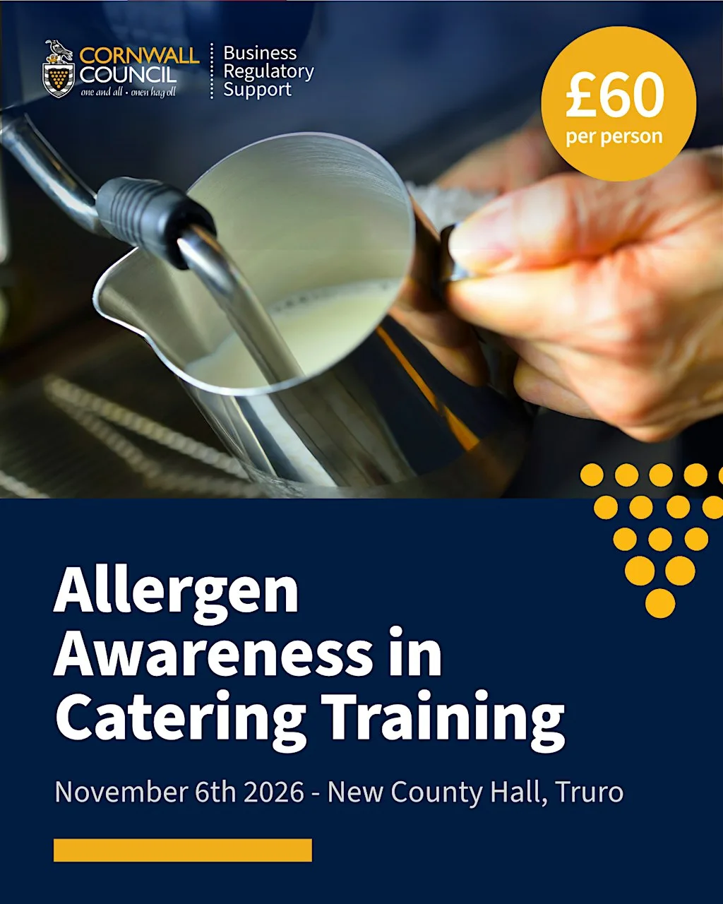 Allergen Awareness for Catering Training - Half Day Course at New County Hall - Cornwall Council