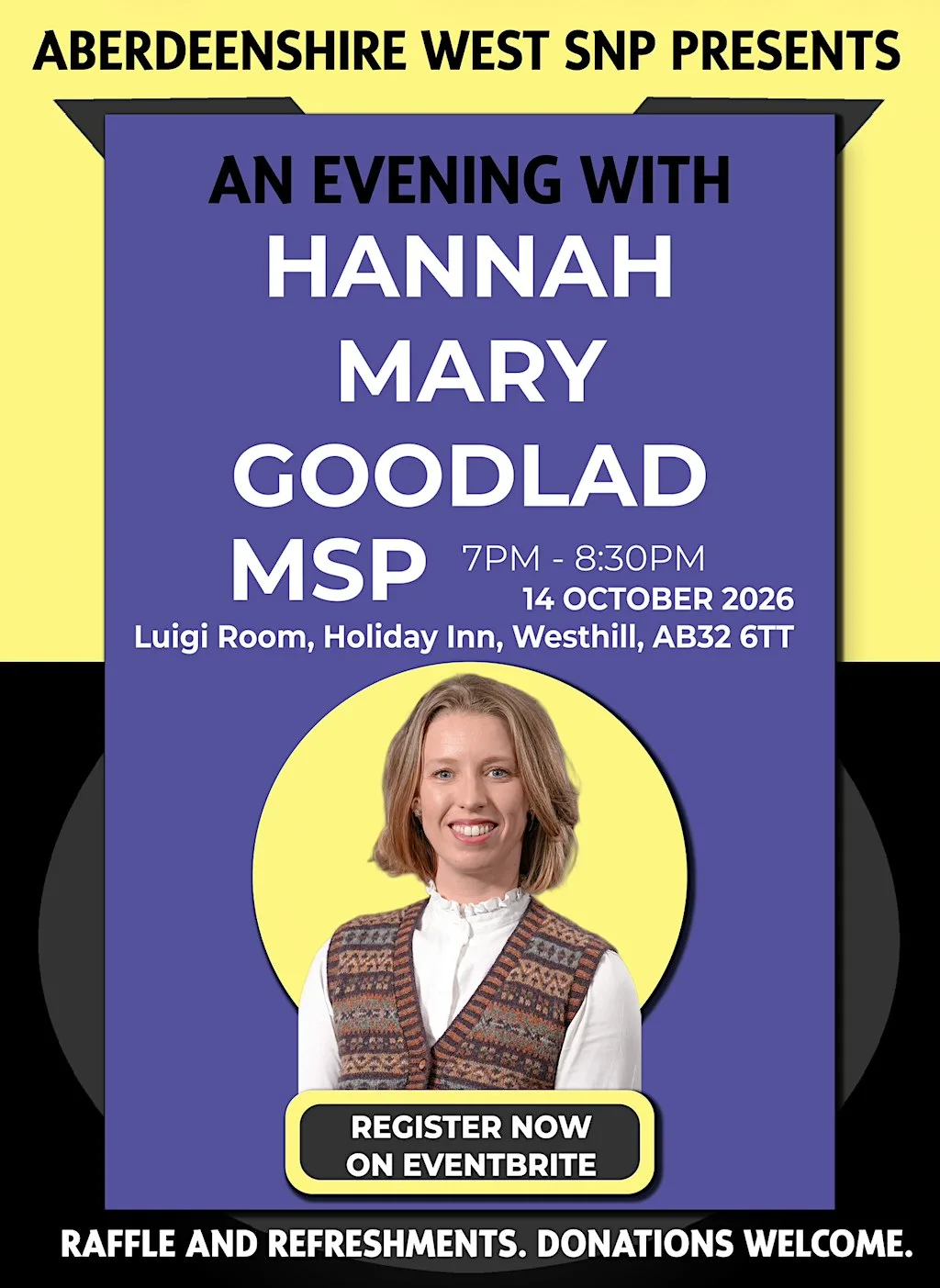 An Evening with Hannah Mary Goodlad MSP at Luigi Room, Holiday Inn
