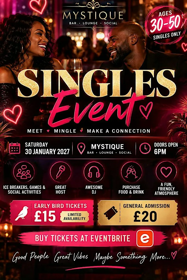 SINGLES NIGHT – Meet, Mingle & Make a Connection! ❤️ at Mystique Suite