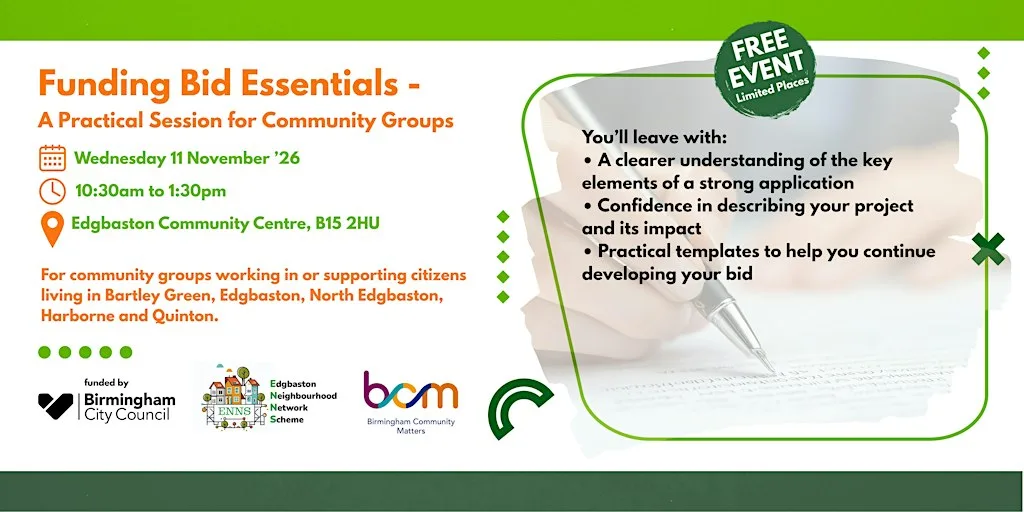 Funding Bid Essentials - A Practical Session for Community Groups at Edgbaston Community Centre