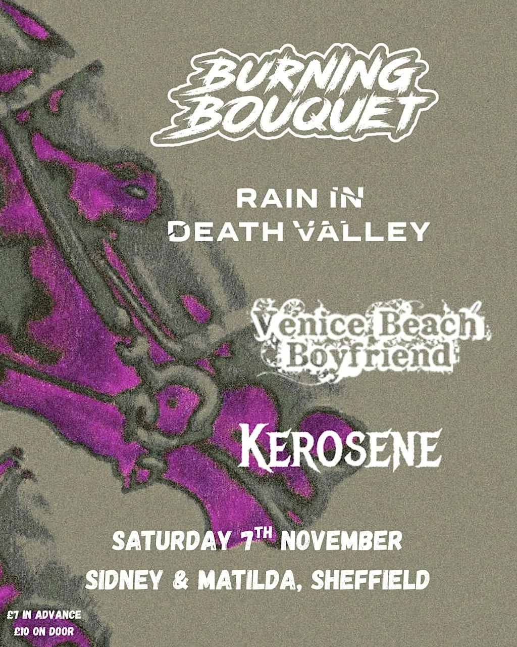 Burning Bouquet, Rain in Death Valley, Venice Beach Boyfriend and Kerosene