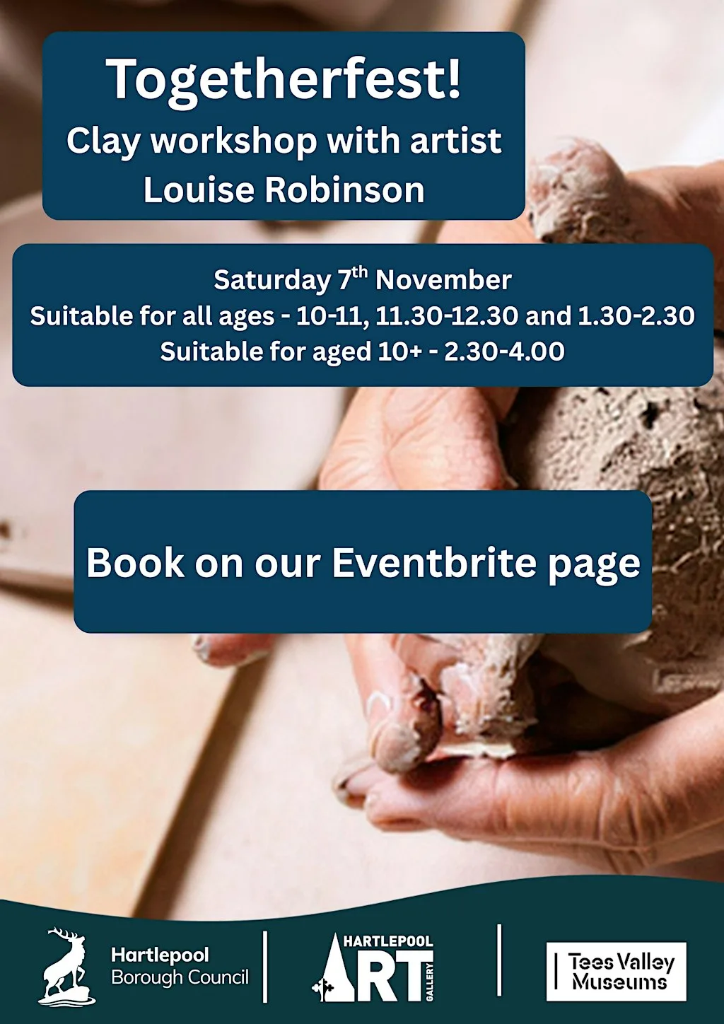 Togetherfest - Clay Workshop! - 10am session (all ages) at Hartlepool Art Gallery