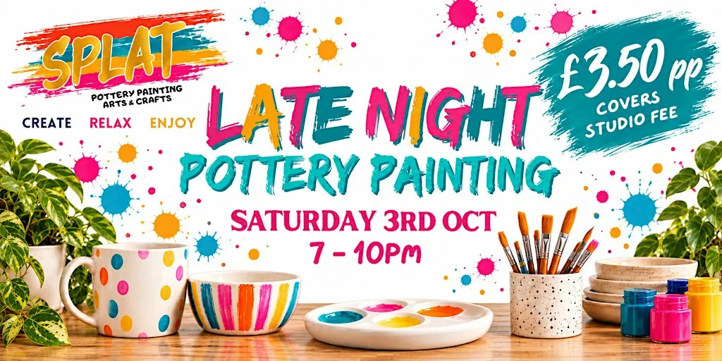 Late Night Pottery Painting at Splat Pottery Painting Arts & Crafts