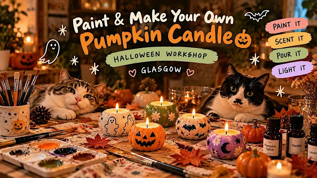 Paint & Make Your Own Pumpkin Candle | Halloween Workshop Glasgow at O&E ART CRAFT STUDIO