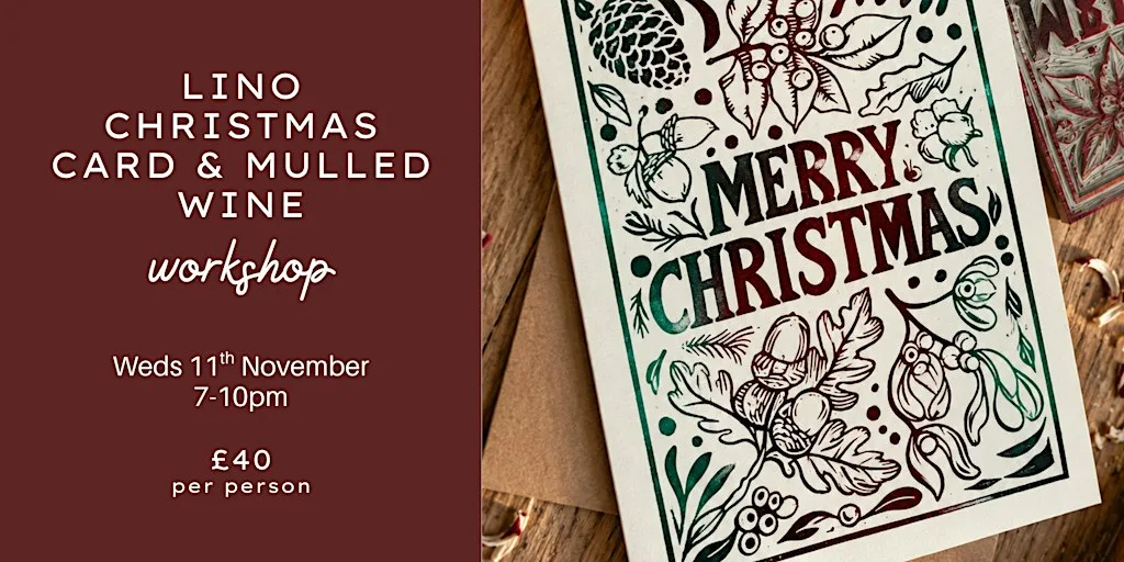 Art Workshop - Christmas Card Lino Workshop & Mulled Wine - Southampton at Woodmill Coffee Kitchen