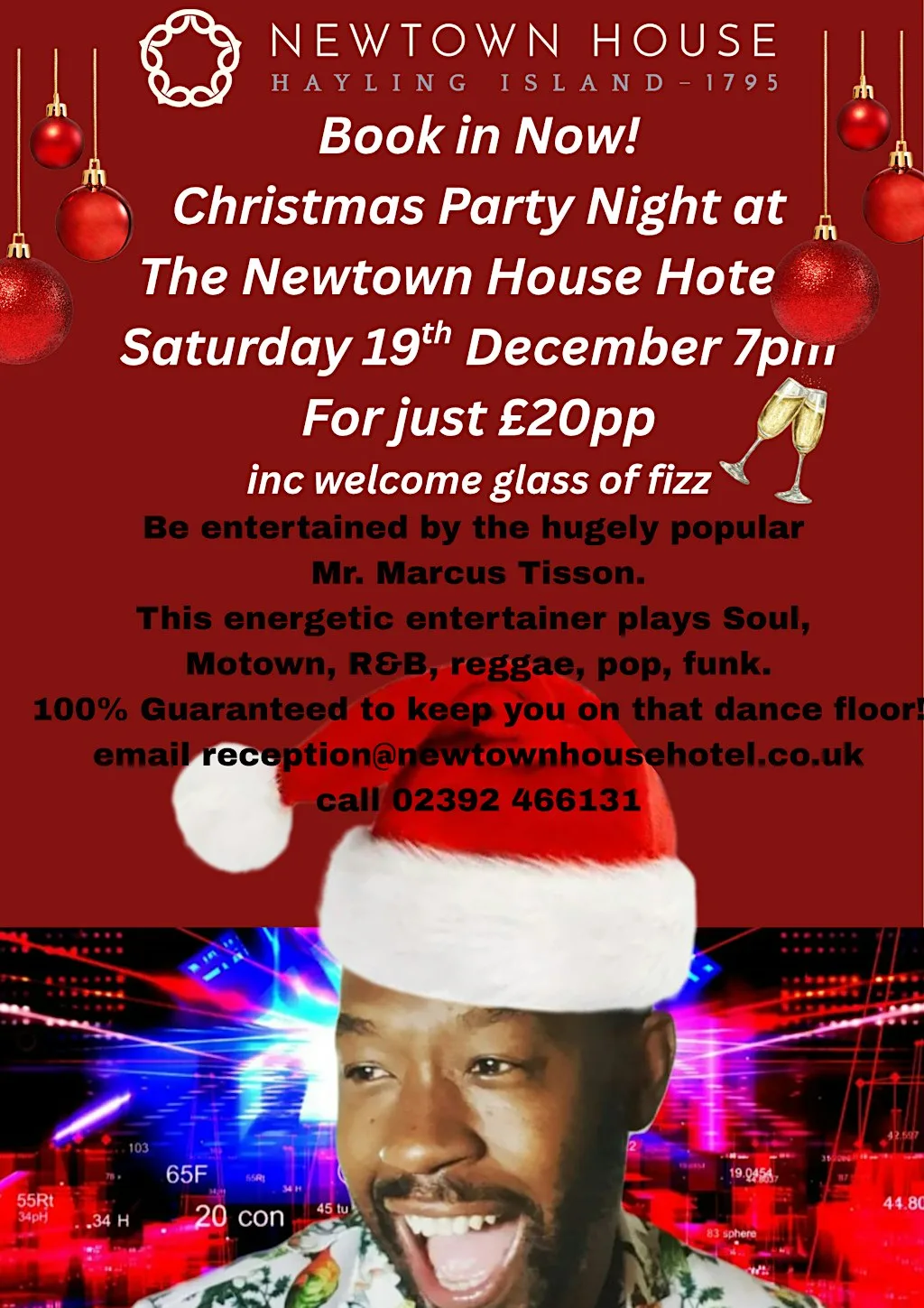 The Ultimate Christmas Party Night with Marcus Tisson at The Newtown House Hotel