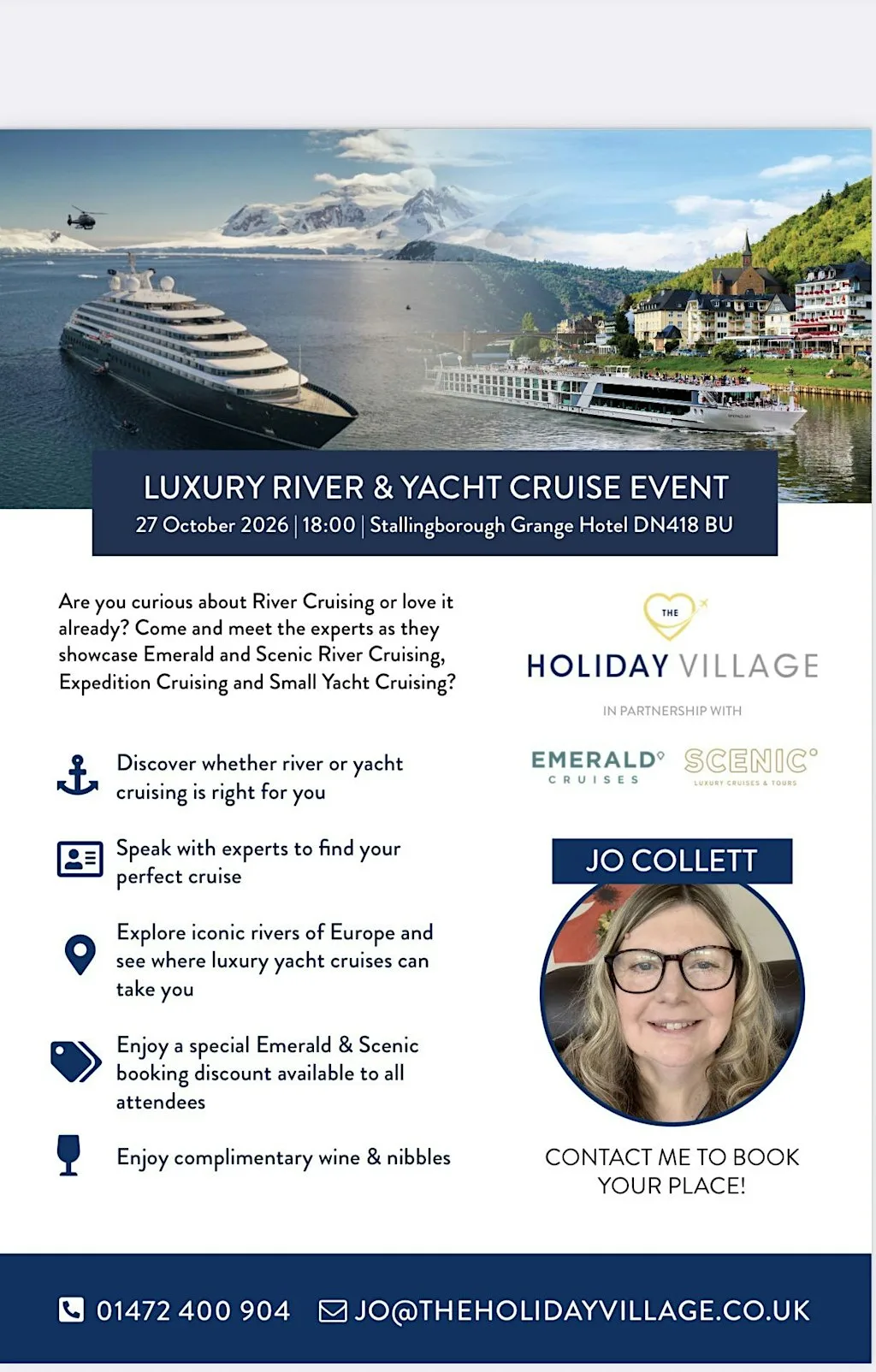 Luxury River & Yacht Cruise Event at The Stallingborough Grange Hotel