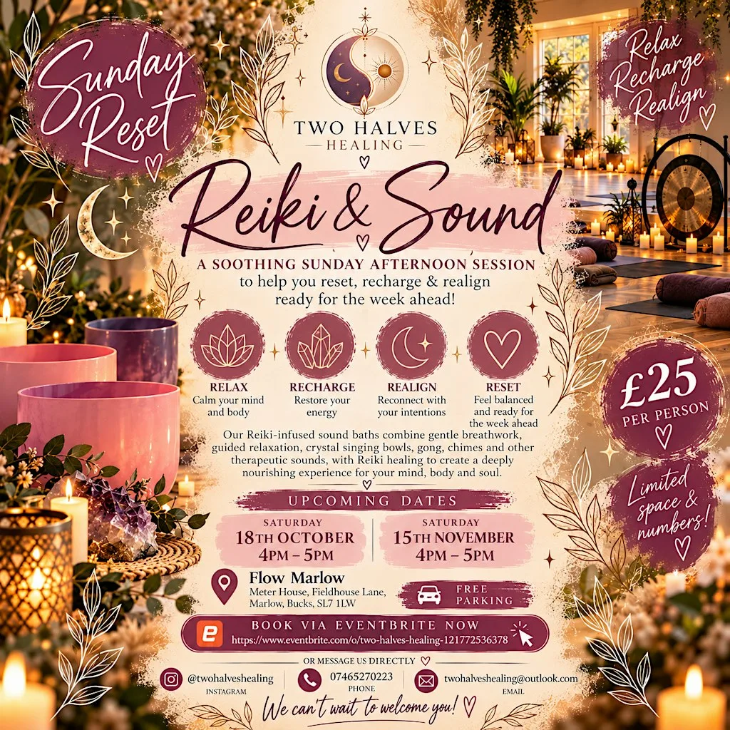 Sunday Reset Reiki infused Soundbath at Flow Marlow