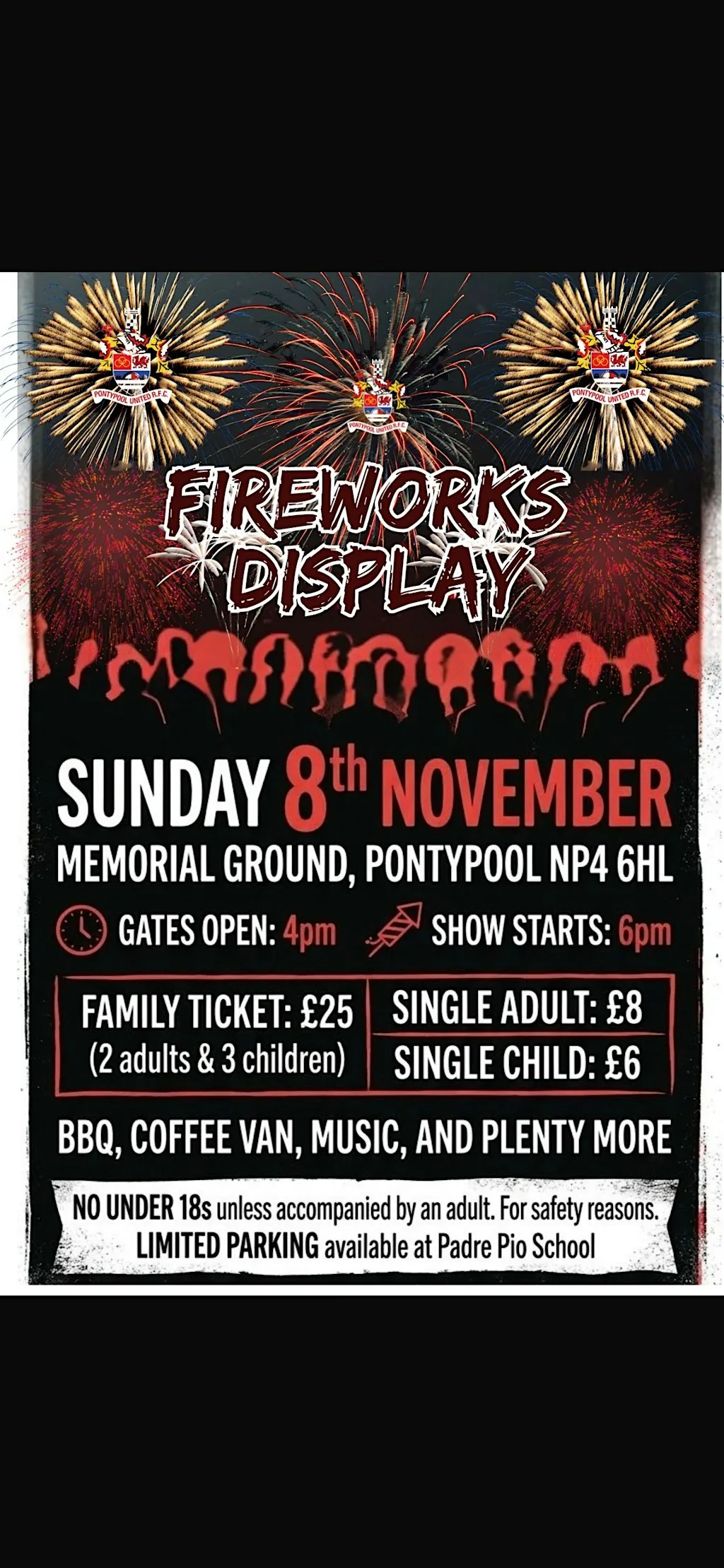 Pontypool united fireworks at Pontypool united rfc