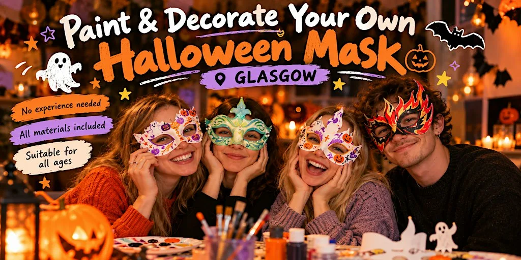 Paint Your Own Halloween Mask | Halloween Workshop Glasgow at O&E ART CRAFT STUDIO