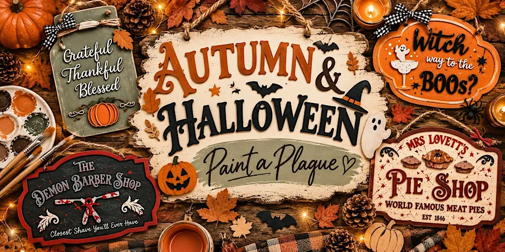 Autumn & Halloween Paint a Plaque Workshop at Peony & Parchment Cafe
