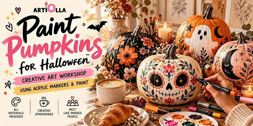 Paint Pumpkins for Halloween | Creative Art Workshop Dublin at ArtiOlla