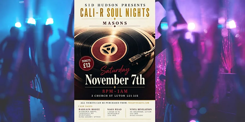 LUTON: Motown & Soul night at Masons at 3 Church St