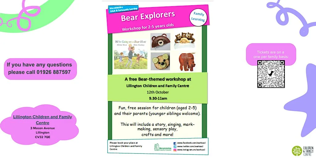 ACL Bear Explorers- Workshop for 2-5 year olds- Lillington C&FC