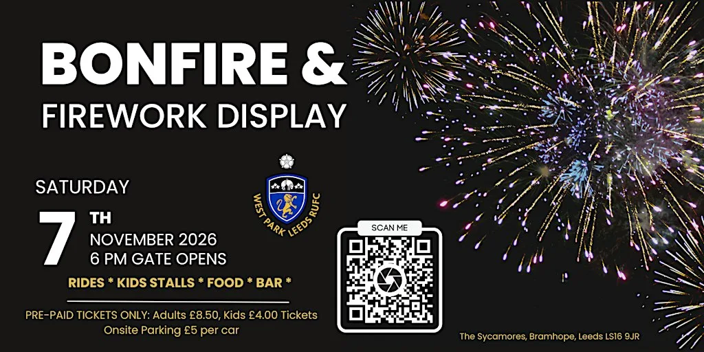 West Park Leeds RUFC Bonfire and Fireworks Display 2026