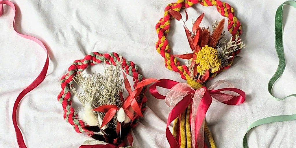 Festive Wreath with Macrame & Dried Flowers at Small Plants