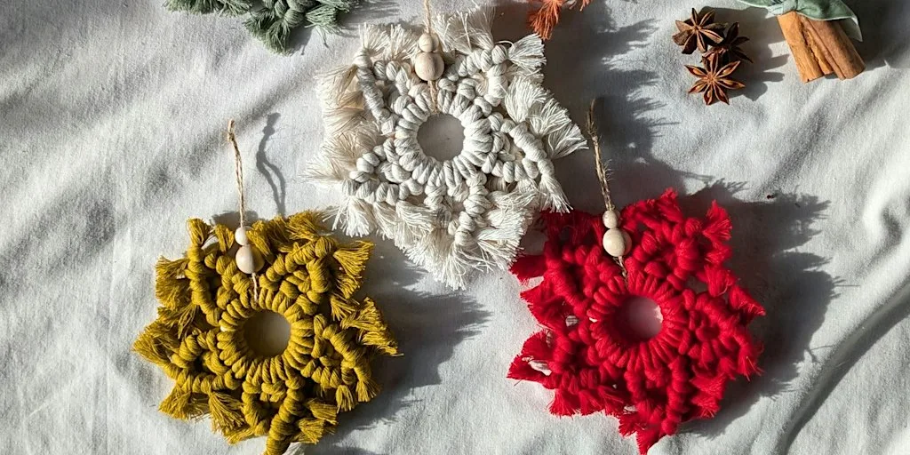 Macrame Snowflake Christmas Tree Decorations