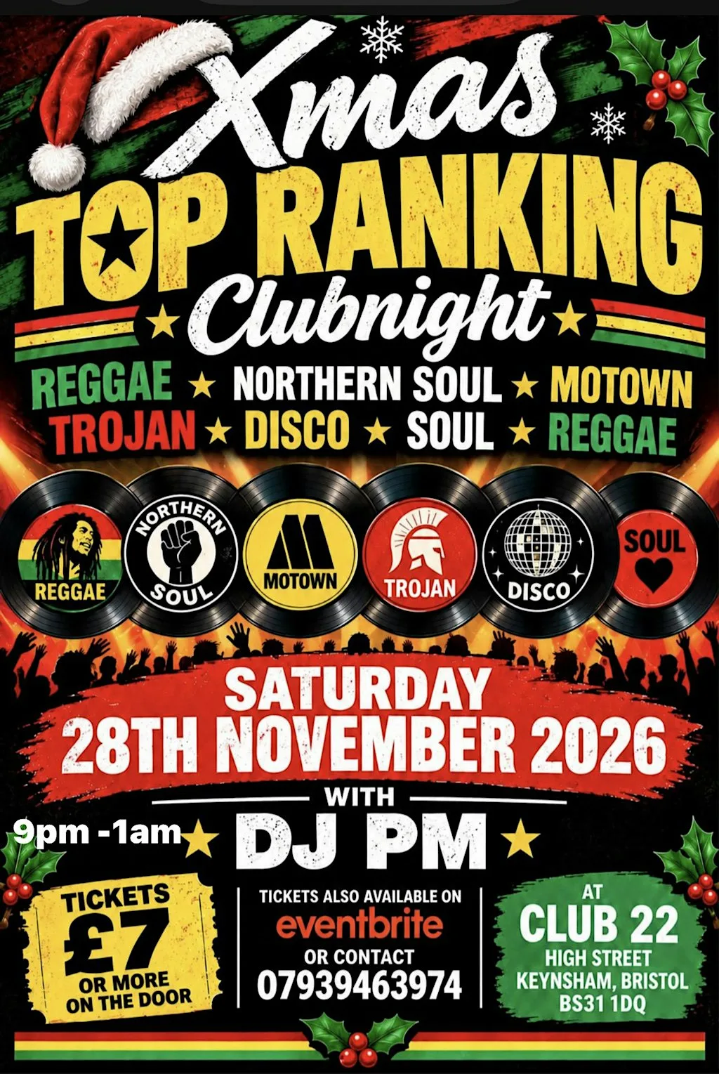 XMAS TOP RANKING - A Night of Motown, Ska, Reggae, Northern Soul, Trojan, S
