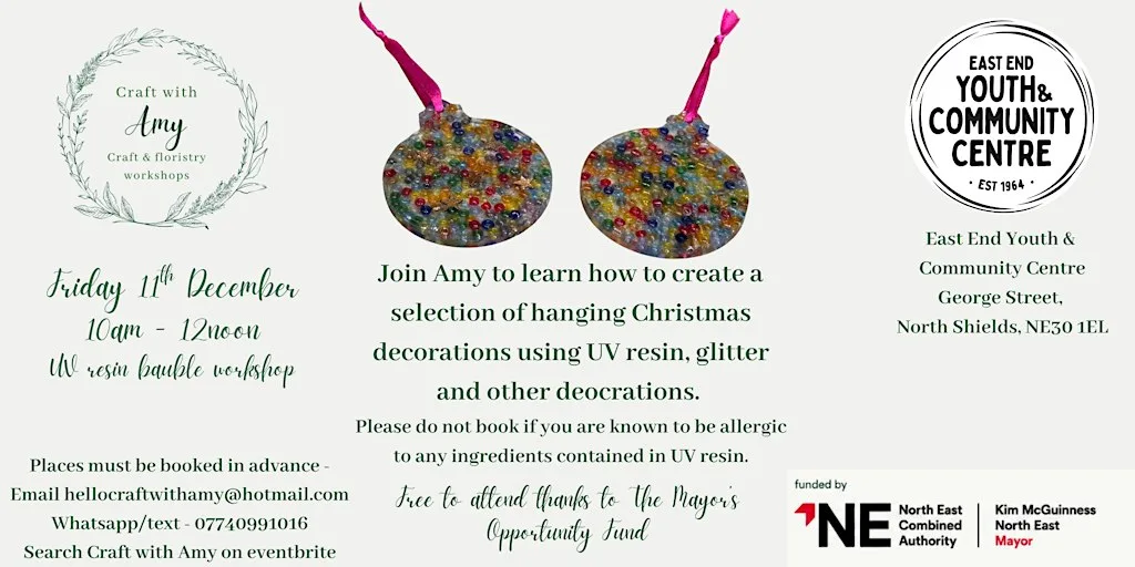 UV resin Christmas decorations workshop - Craft with Amy