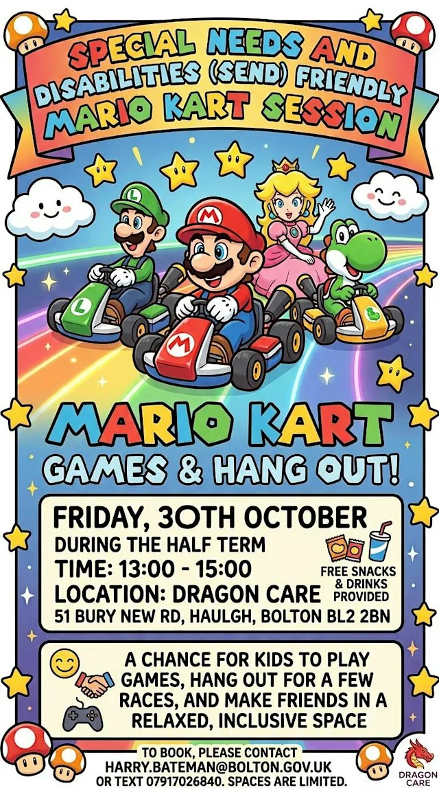 SEND Mario Kart and Social at 51 Bury New Rd