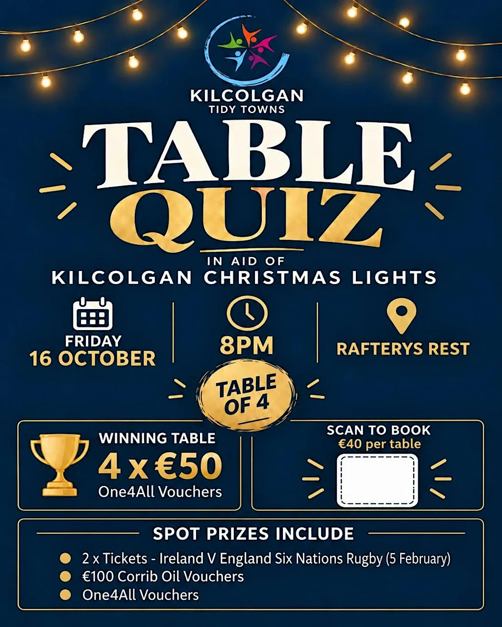 Kilcolgan Tidy Town Annual Table Quiz Fundraiser at Raftery's Rest Kilcolgan